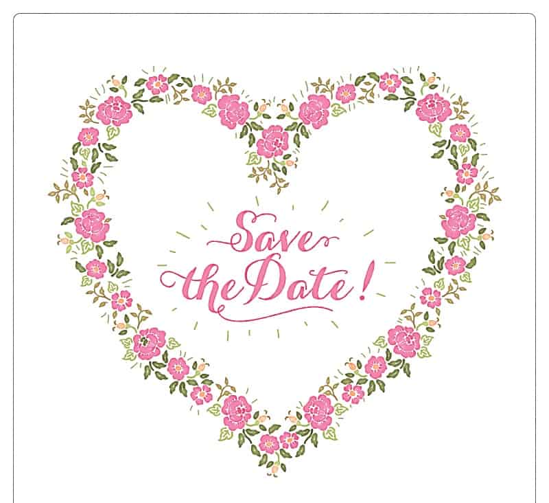 Heart-shaped wreath wedding invitation card