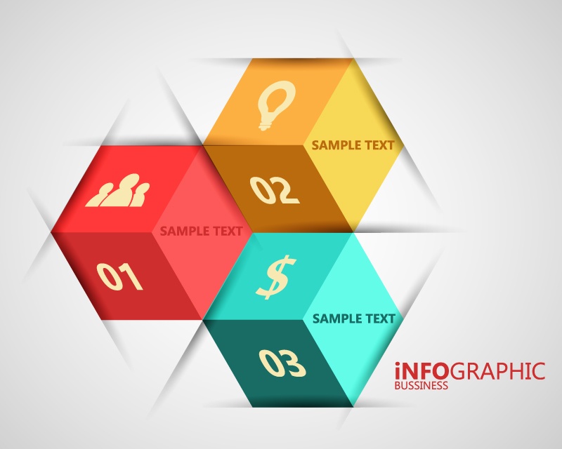 Infographic vector material creative cube design