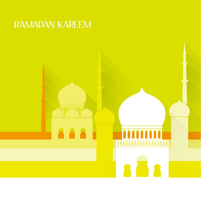 Islamic mosque background vector material exquisite landscape architecture