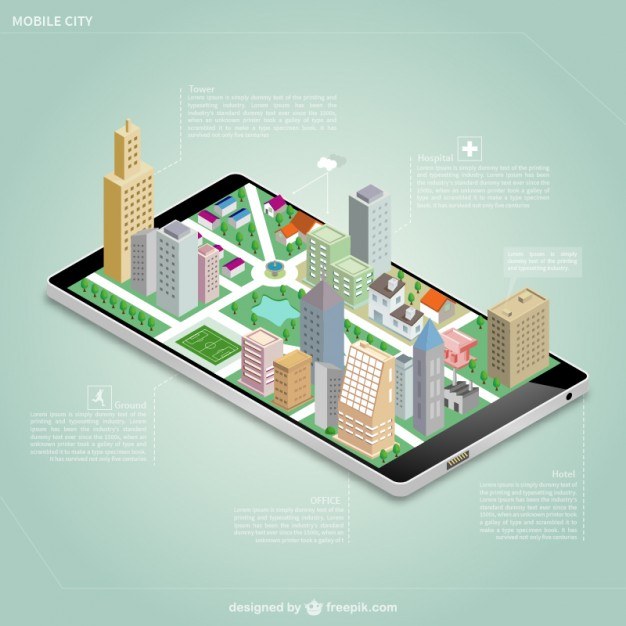 Isometric city on a mobile screen