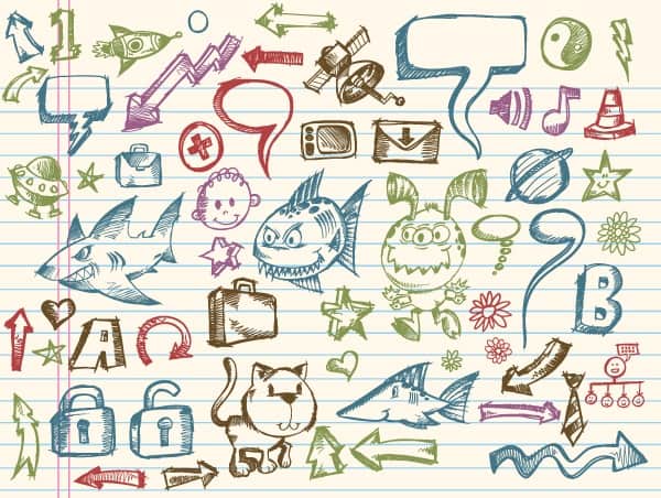 Lovely hand-painted cartoon sketch vector material