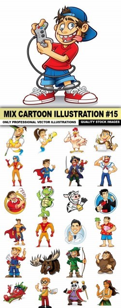 Mix Cartoon Illustration #15 – 25 Vector