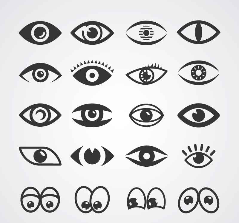 20 models cartoon eyes design vector material
