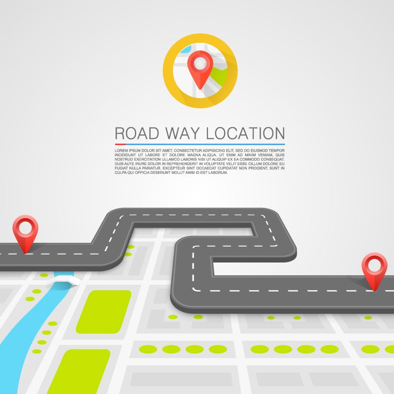 Navigation and positioning on the road illustrator vector material