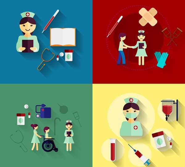 4 nurses and innovative medical illustrator
