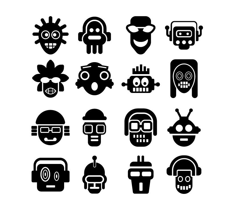 16 of the black monster picture Vector cartoon