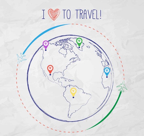 Painted Earth world tour illustration vector graphics