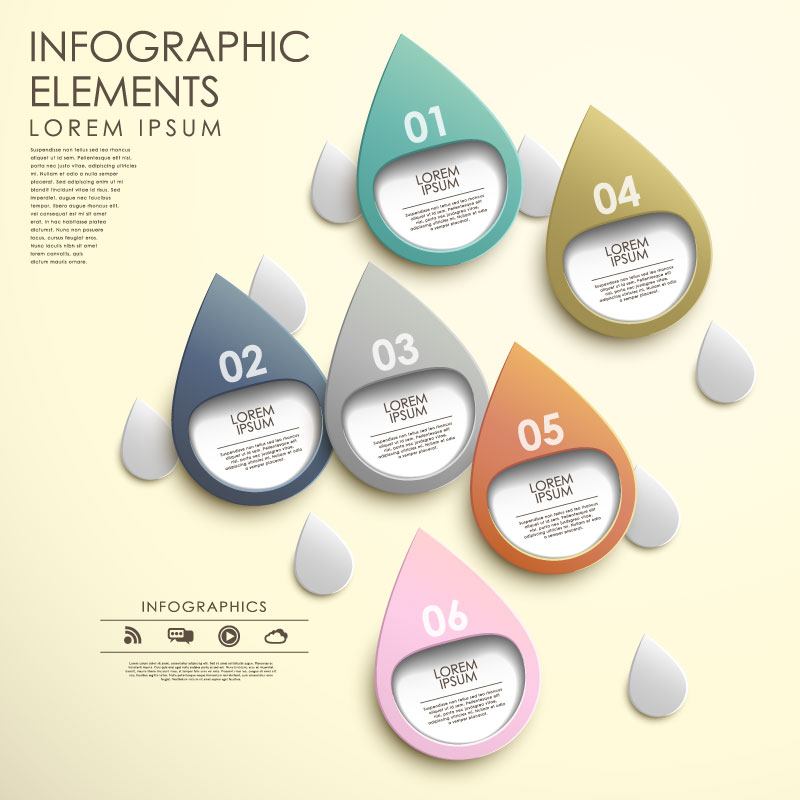 Paper-cut vector material water droplets