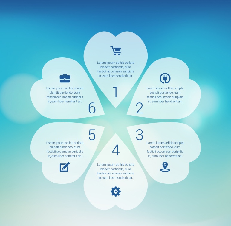 Petal-shaped business information map vector material