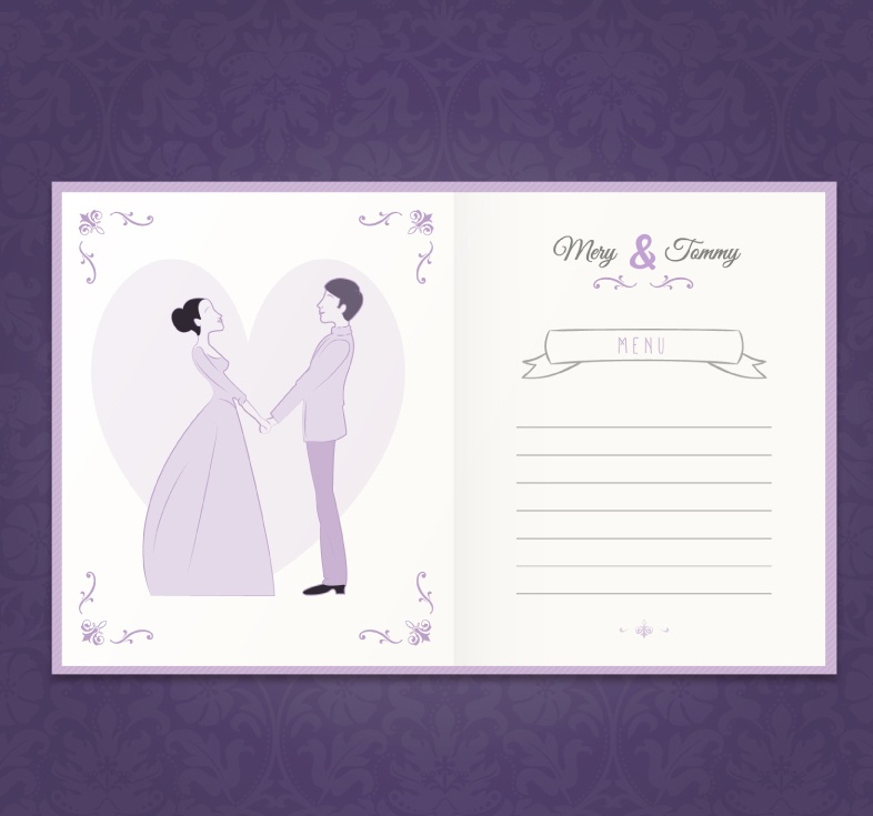 Purple wedding menu design