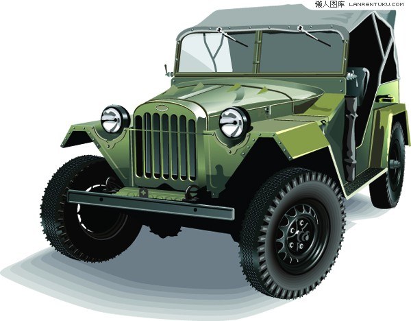 Realistic style military jeep vector material
