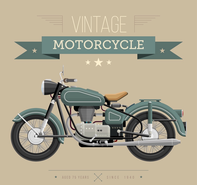 Retro fashion motorcycle posters vector material