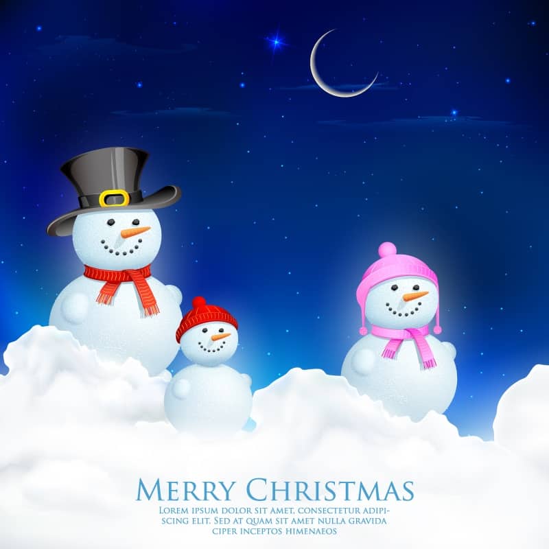 Snowman Christmas fantasy background vector material