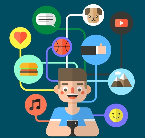 Social networking life interest graph illustration