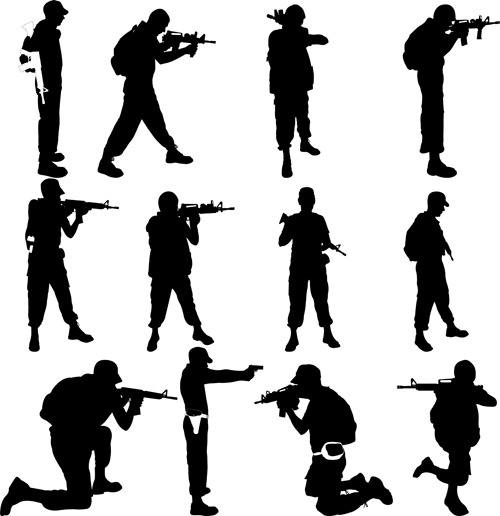 soldiers silhouettes vector set 06 download