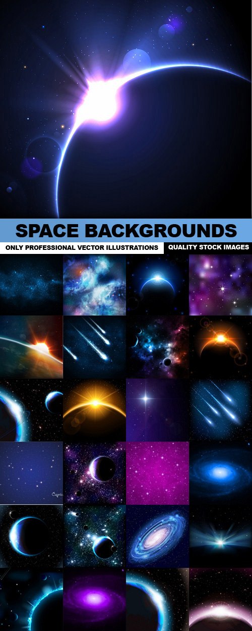 Space Backgrounds – 25 Vector