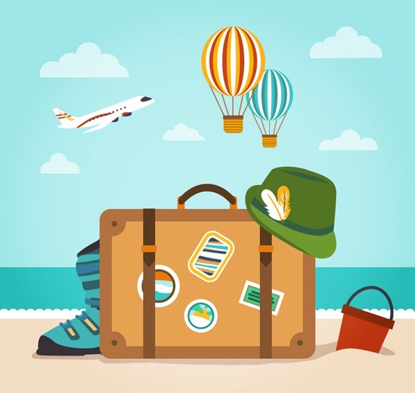 Summer vacation suitcase illustration vector graphics