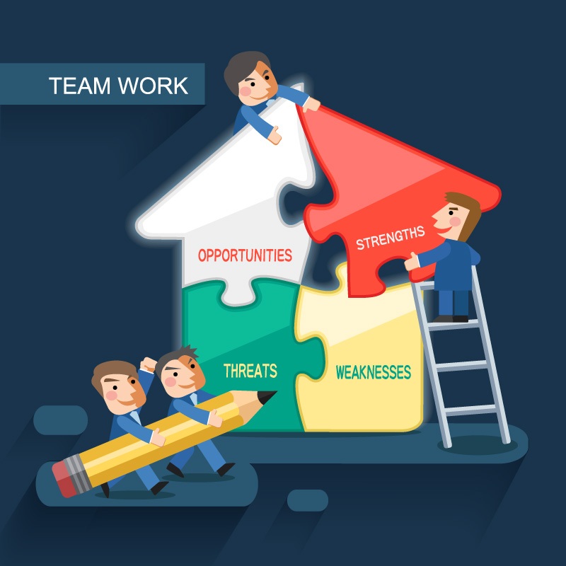 Teamwork Business information map vector material Vector characters