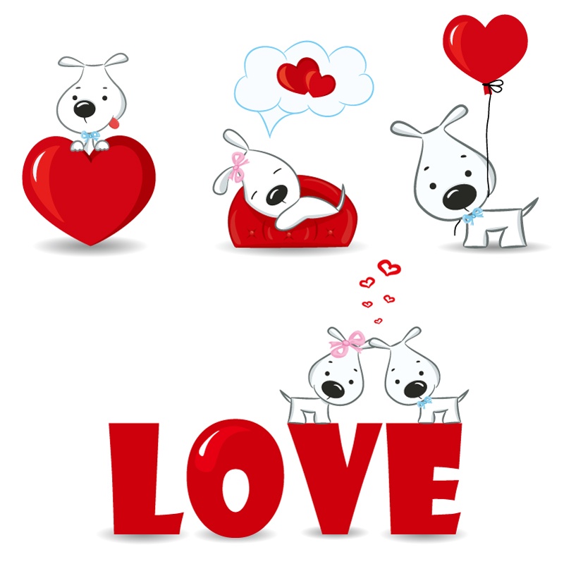 Valentine white puppy vector material