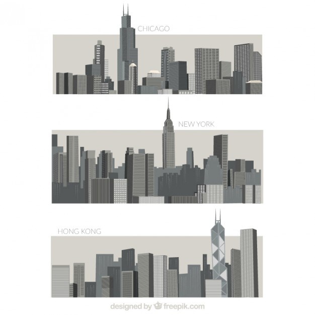 Variety of grey cities