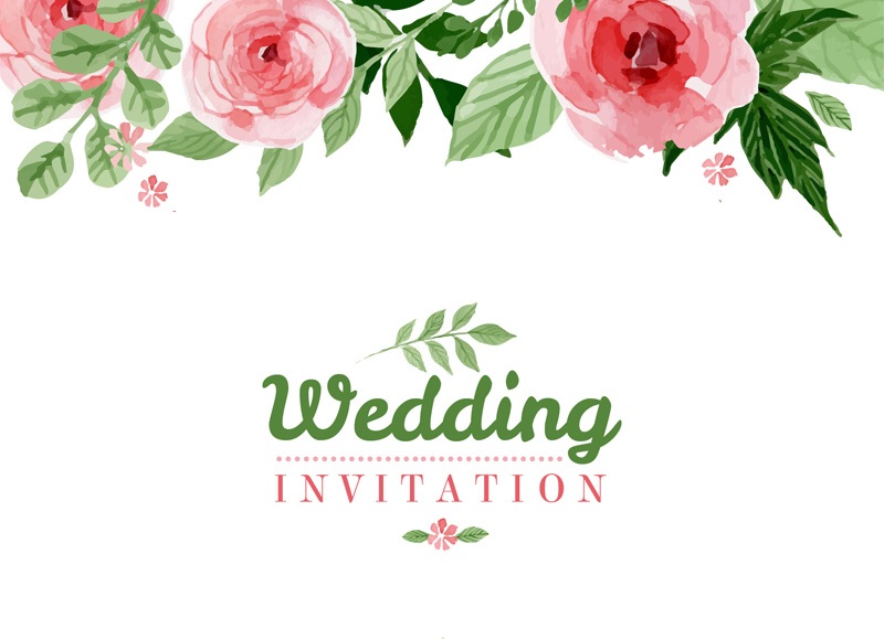 Vector watercolor floral wedding invitation poster advertising design