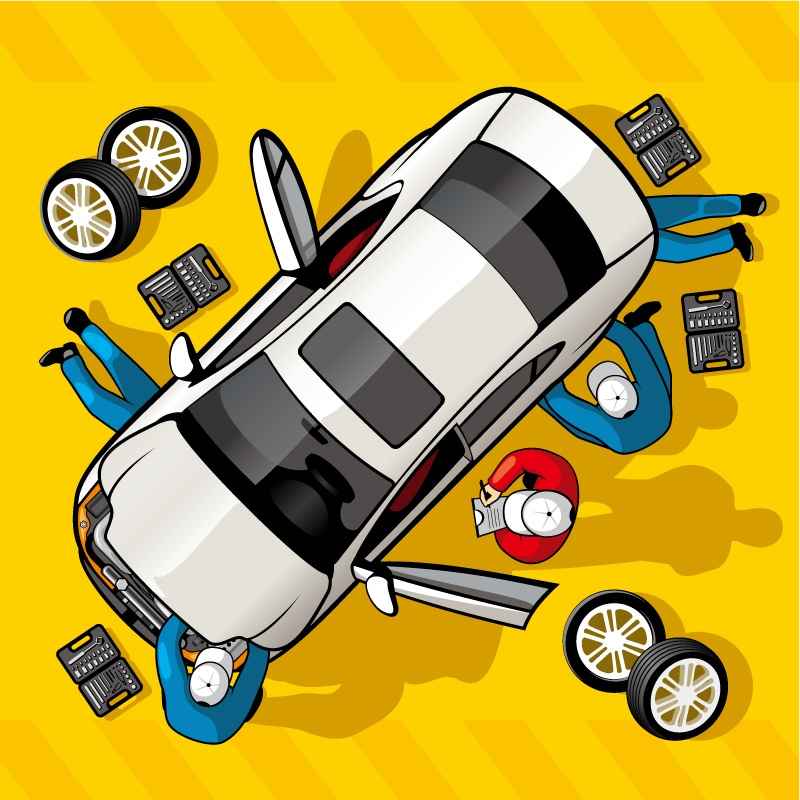 Vehicle maintenance illustrator vector material