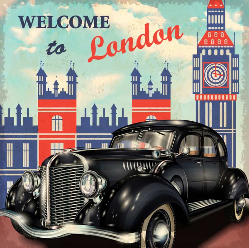 Vintage black car vector material