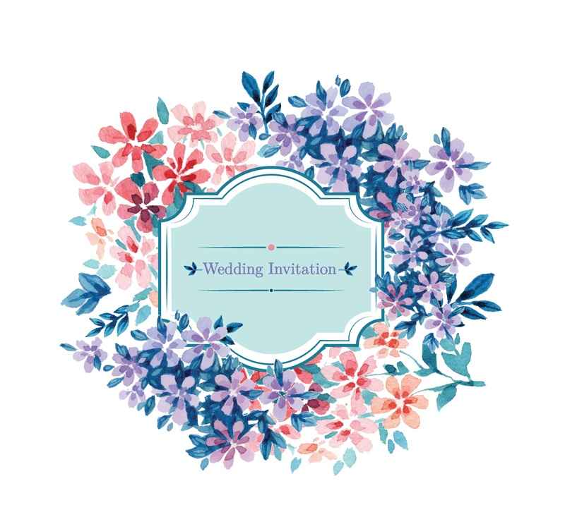 Watercolor floral design wedding invitations