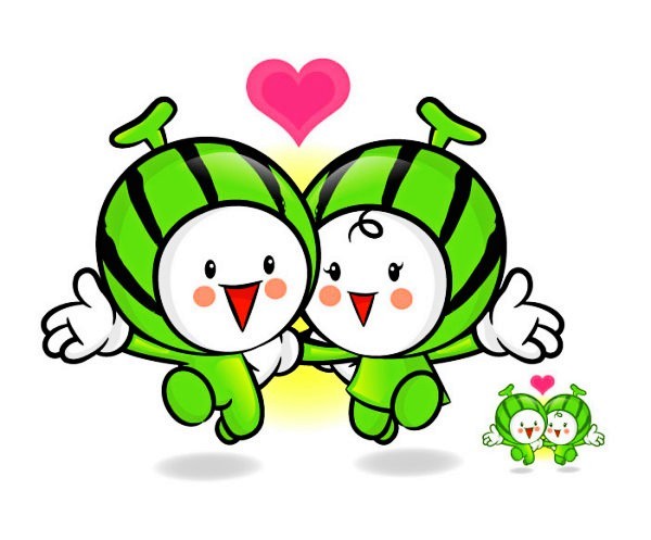 Watermelon cartoon dolls vector material