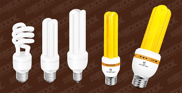 Yellow and white energy-saving lamps vector material