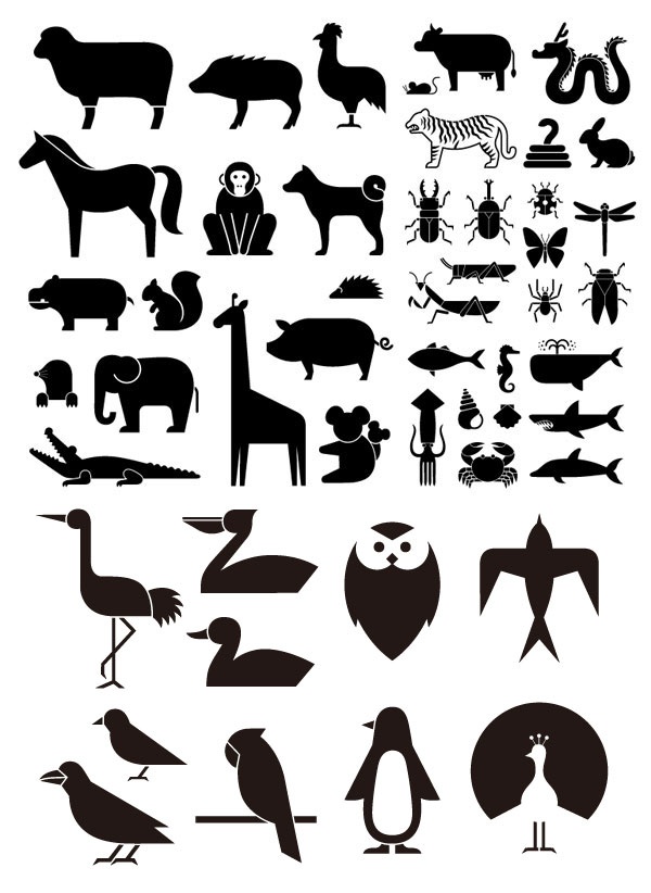 Various silhouette element vector material – animal silhouettes (49 elements)