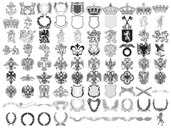 90 models of European royal element vector material