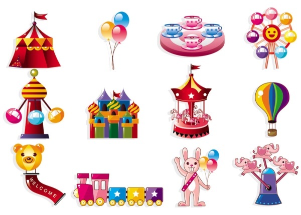 Lovely playground cartoon icon 01