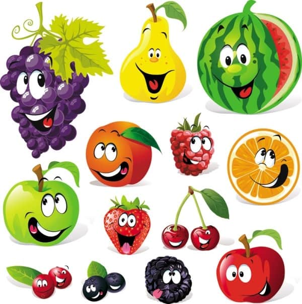 cartoon fruit expression