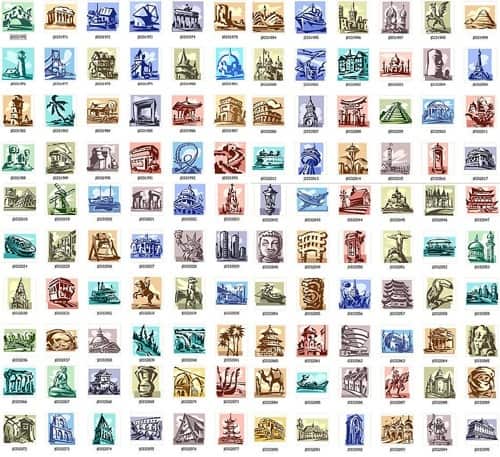 130 landmark landmark vector – city building