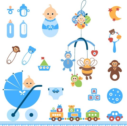 cute baby toys vector material