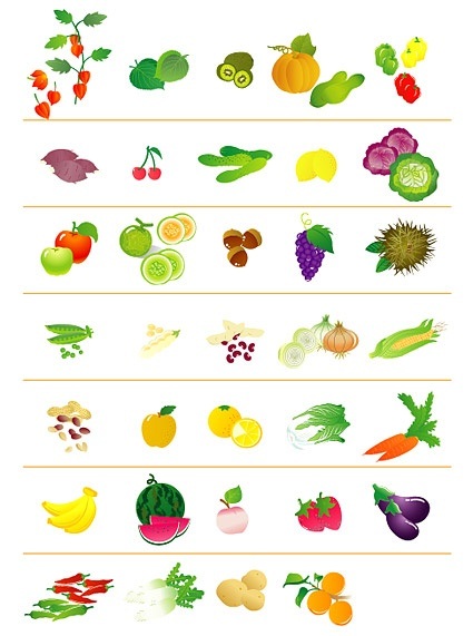 Fruits and vegetables icon vector material