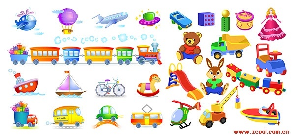 a variety of children’s toys vector material
