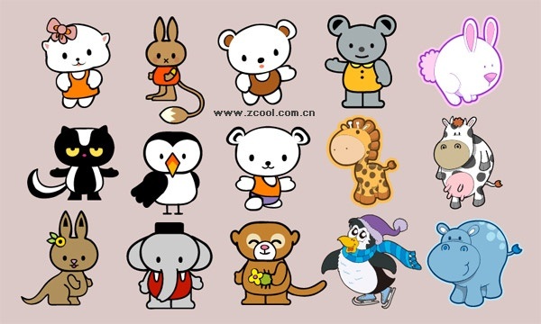 cute cartoon animals vector material -2
