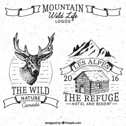 Adventure drawn logos Vector | Premium Download