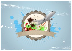 Aircraft and creative badge vector