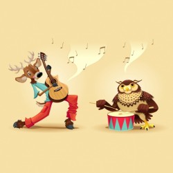 Animals playing music instruments Vector | Free Download