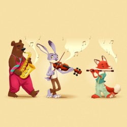 Animals playing music instruments Vector | Free Download