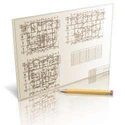 Architectural design plan and pencil picture material