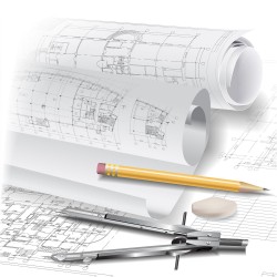 Architectural drawings and vector coffee