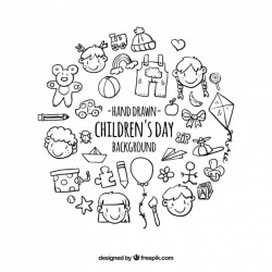 Background of hand drawn children elements Vector | Free Download