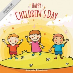Background of hand drawn happy children’s day Vector | Free Download