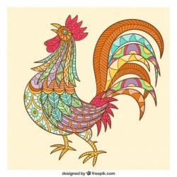 Beautiful hand-drawn ethnic rooster Vector | Free Download