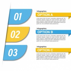Blue and yellow infographic with three options Vector | Free Download