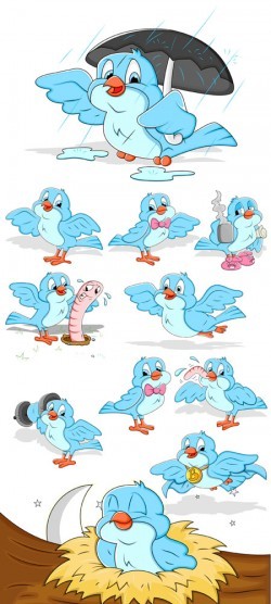 Blue Birds cartoon vector
